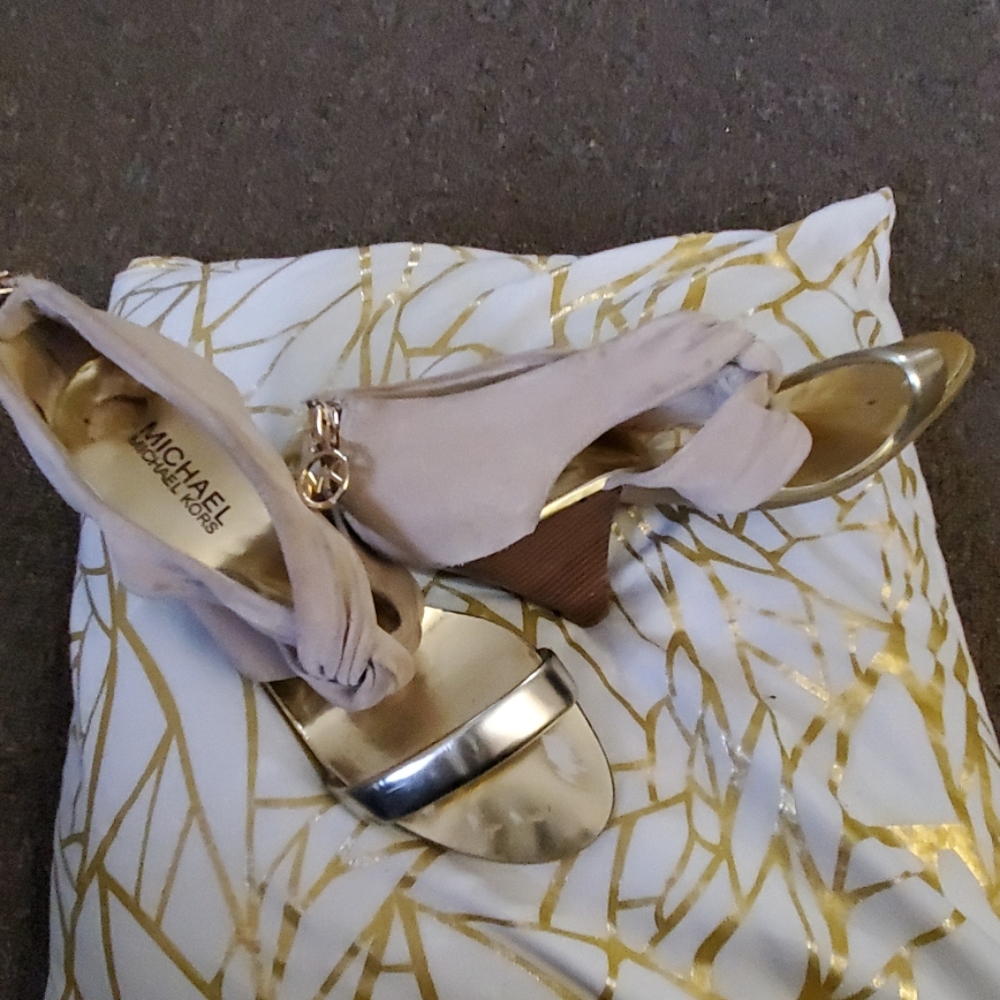 Michael Kors wrap sandal heel wedge booties